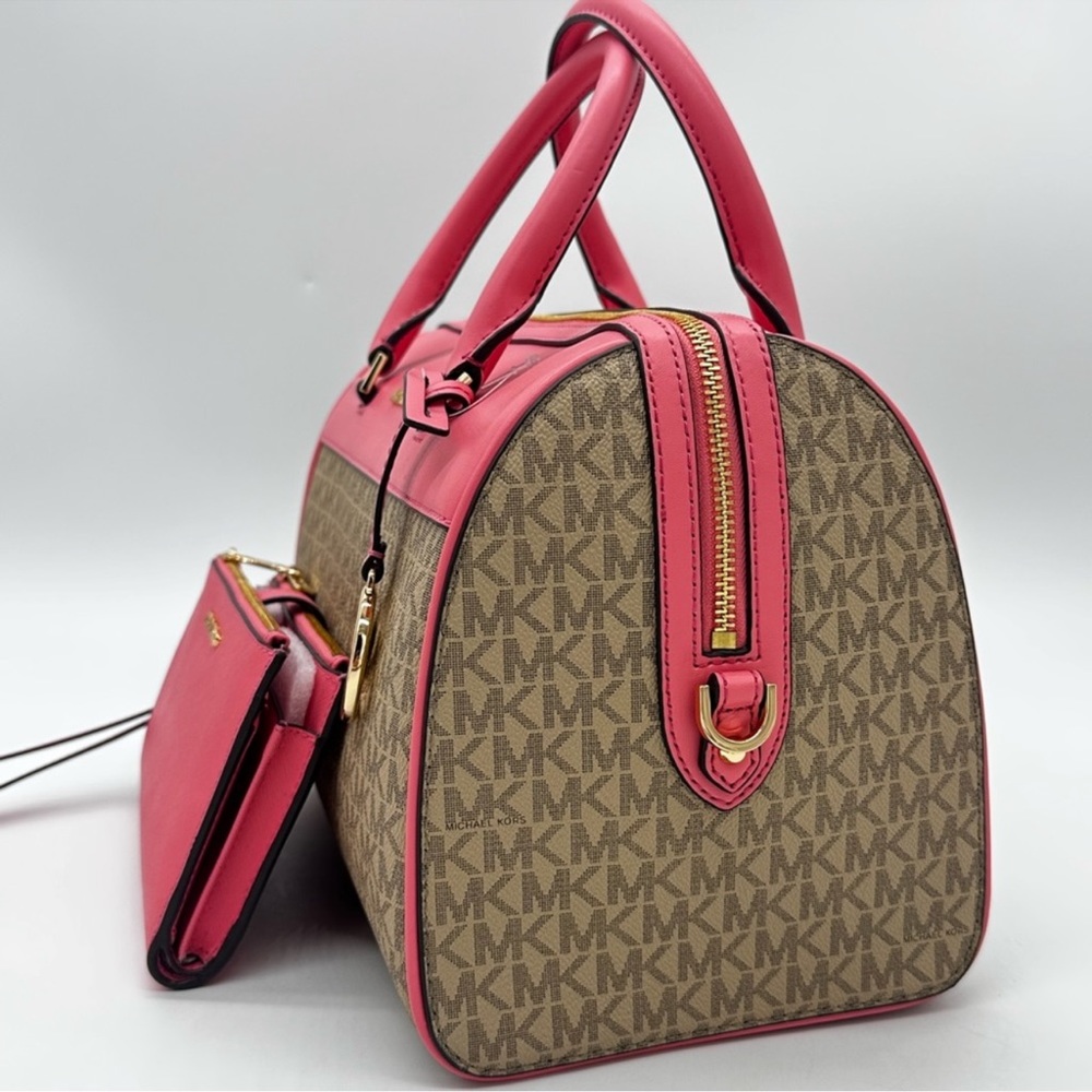 Michael Kors MK Jet Set Travel Medium Duffle Satchel Bag & Double Zip Wallet - Picture 3 of 14